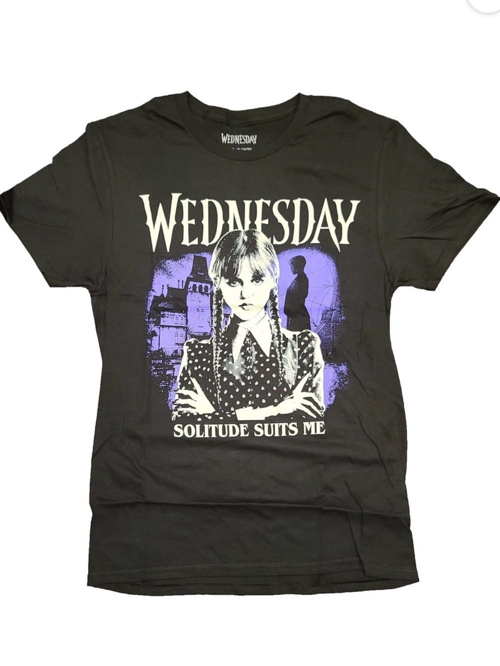 Black Mad Engine Wednesday Addams Solitude Suits Me T-Shirt